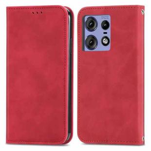 For Motorola Moto Edge 50 Ultra Retro Skin Feel Magnetic Flip Leather Phone Case(Red)