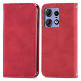 For Motorola Moto Edge 50 Fusion Retro Skin Feel Magnetic Flip Leather Phone Case(Red)