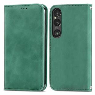 For Sony Xperia 1 VI Retro Skin Feel Magnetic Leather Phone Case(Green)