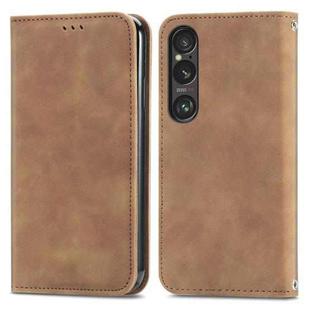 For Sony Xperia 1 VI Retro Skin Feel Magnetic Leather Phone Case(Brown)