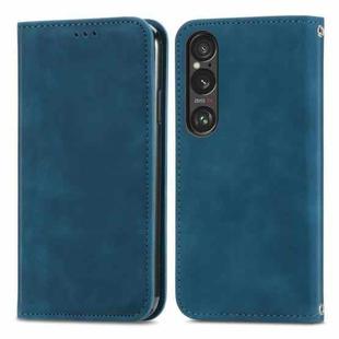 For Sony Xperia 1 VI Retro Skin Feel Magnetic Leather Phone Case(Blue)