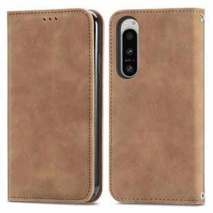 For Sony Xperia 5 VI Retro Skin Feel Magnetic Leather Phone Case(Brown)