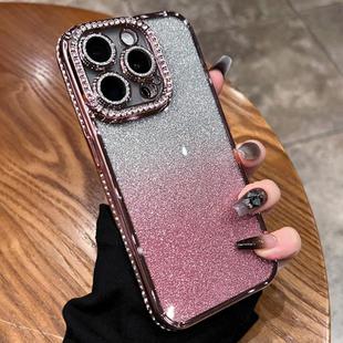 For iPhone 12 Diamond Gradient Glitter TPU Phone Case(Gradient Pink)