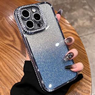 For iPhone 12 Diamond Gradient Glitter TPU Phone Case(Gradient Blue)