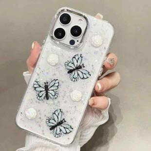 For iPhone 16 Pro Glitter 3D Butterfly TPU Phone Case(Blue)