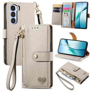 For ZTE Nubia S 5G Love Zipper Lanyard Leather Phone Case(Gray)