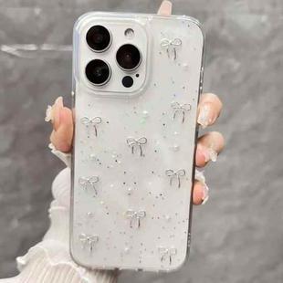 For iPhone 14 Pro Max Small Fresh Bow TPU Phone Case(Silver Bow)