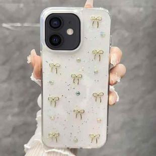 For iPhone  12 Small Fresh Bow TPU Phone Case(Golden Bow)
