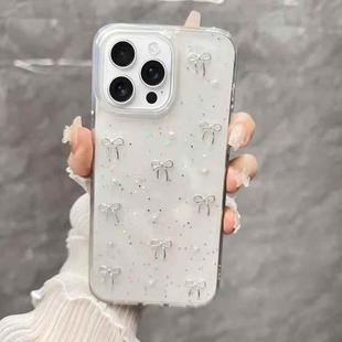 For iPhone 16 Pro Small Fresh Bow TPU Phone Case(Silver Bow)