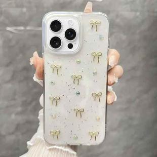 For iPhone 16 Pro Max Small Fresh Bow TPU Phone Case(Golden Bow)