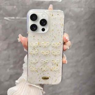 For iPhone 15 Pro Max Gold Foil Pearl Bow TPU Phone Case(Bow)