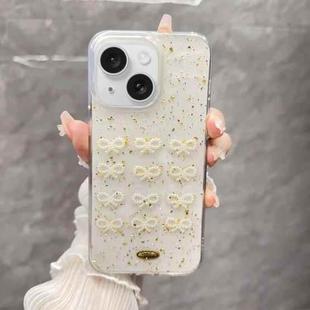 For iPhone 15 Plus Gold Foil Pearl Bow TPU Phone Case(Bow)