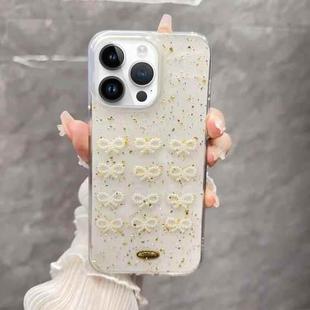 For iPhone 14 Pro Gold Foil Pearl Bow TPU Phone Case(Bow)