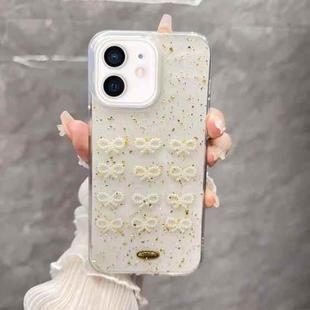 For iPhone  12 Gold Foil Pearl Bow TPU Phone Case(Bow)