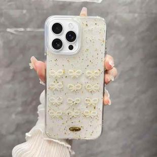 For iPhone 16 Pro Max Gold Foil Pearl Bow TPU Phone Case(Bow)