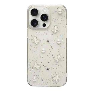 For iPhone 15 Pro Max Glitter Pearl Butterfly TPU Phone Case(Pearl Butterfly)