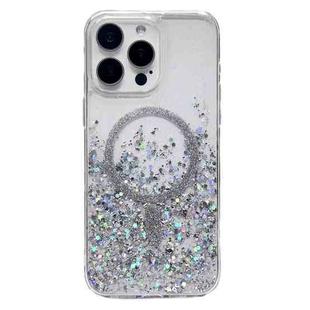 For iPhone 15 Pro Max Gradient Glitter MagSafe PC Hybrid TPU Phone Case(Gradient Silver)
