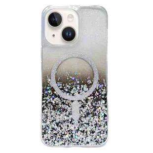 For iPhone 15 Plus Gradient Glitter MagSafe PC Hybrid TPU Phone Case(Gradient Black)