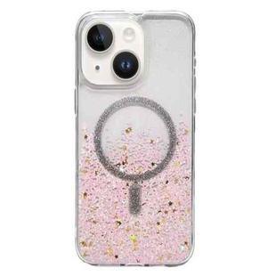 For iPhone 15 Plus Gradient Glitter MagSafe PC Hybrid TPU Phone Case(Gradient Pink)