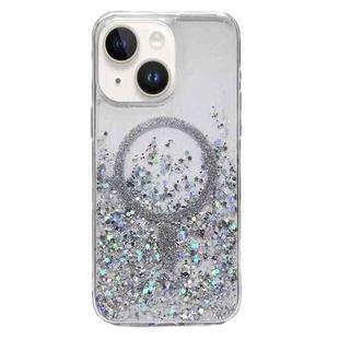 For iPhone 15 Gradient Glitter MagSafe PC Hybrid TPU Phone Case(Gradient Silver)