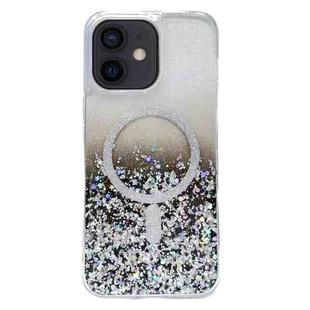 For iPhone 12 Gradient Glitter MagSafe PC Hybrid TPU Phone Case(Gradient Black)
