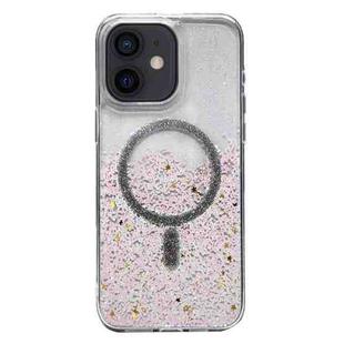 For iPhone 12 Gradient Glitter MagSafe PC Hybrid TPU Phone Case(Gradient Lotus)