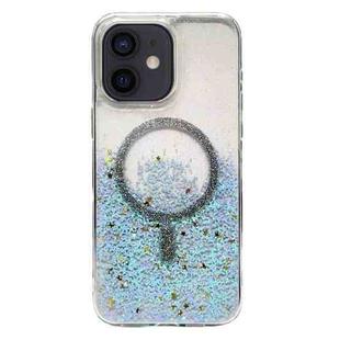 For iPhone 12 Gradient Glitter MagSafe PC Hybrid TPU Phone Case(Gradient Blue)