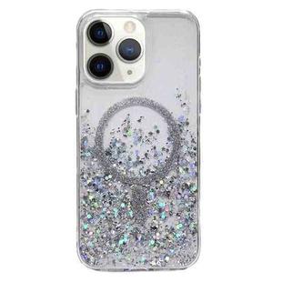 For iPhone 11 Pro Max Gradient Glitter MagSafe PC Hybrid TPU Phone Case(Gradient Silver)