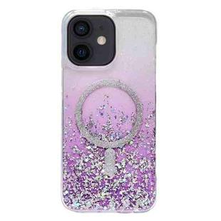 For iPhone  11 Gradient Glitter MagSafe PC Hybrid TPU Phone Case(Gradient Purple)