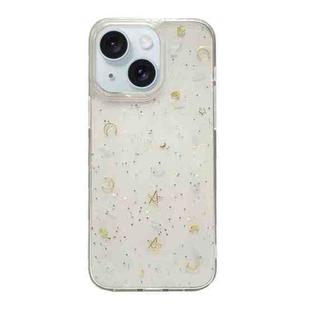 For iPhone 15 Moon Star Shell Glitter Epoxy TPU Phone Case(Transparent)