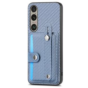 For Sony Xperia 10 VI Wristband Kickstand Card Wallet Back Cover Phone Case with Tool Knife(Blue)