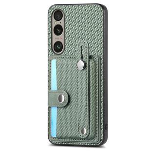 For Sony Xperia 10 VI Wristband Kickstand Card Wallet Back Cover Phone Case with Tool Knife(Green)