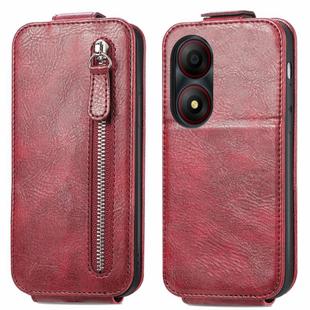 For ZTE Blade A34 Zipper Wallet Vertical Flip Leather Phone Case(Red)