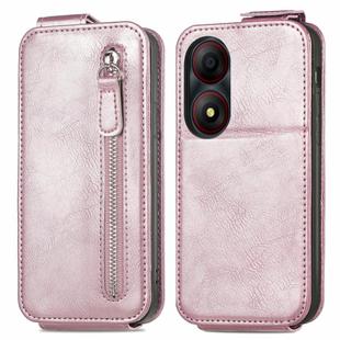 For ZTE Blade A34 Zipper Wallet Vertical Flip Leather Phone Case(Rose Gold)