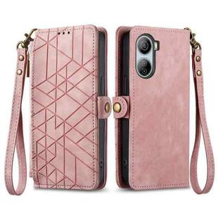 For ZTE Libero 5G IV Geometric Zipper Wallet Side Buckle Leather Phone Case(Pink)