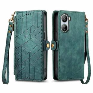 For ZTE Libero 5G IV Geometric Zipper Wallet Side Buckle Leather Phone Case(Green)