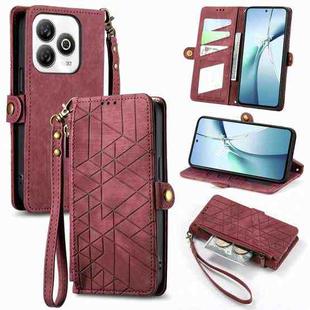 For ZTE Blade A75 4G Geometric Zipper Wallet Side Buckle Leather Phone Case(Red)