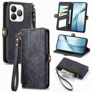 For ZTE Blade A75 4G Geometric Zipper Wallet Side Buckle Leather Phone Case(Black)