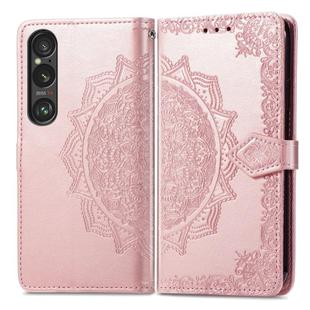 For Sony Xperia 1 VI Mandala Flower Embossed Leather Phone Case(Rose Gold)