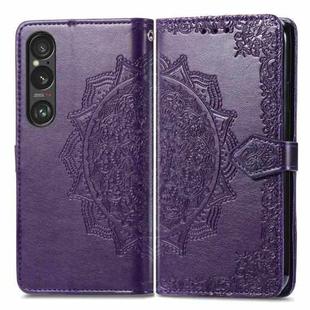 For Sony Xperia 1 VI Mandala Flower Embossed Leather Phone Case(Purple)