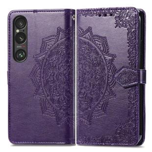 For Sony Xperia 5 VI Mandala Flower Embossed Leather Phone Case(Purple)