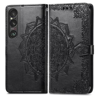 For Sony Xperia 5 VI Mandala Flower Embossed Leather Phone Case(Black)