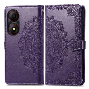 For ZTE Blade A34 Mandala Flower Embossed Leather Phone Case(Purple)