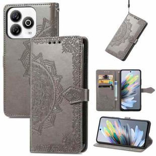 For ZTE Blade A75 4G Mandala Flower Embossed Leather Phone Case(Gray)