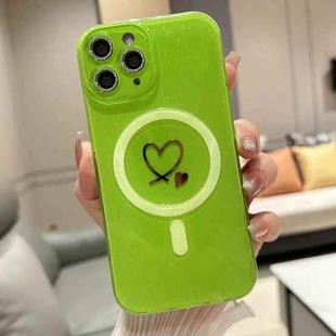 For iPhone 15 Pro Max Love MagSafe GlitterJelly TPU Phone Case(Fluorescent Green)