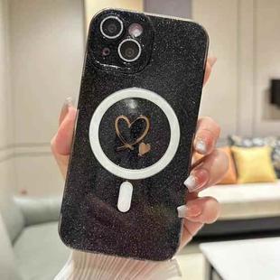 For iPhone 14 Love MagSafe GlitterJelly TPU Phone Case(Black)