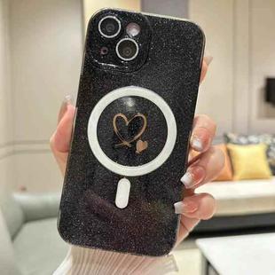 For iPhone 13 Love MagSafe GlitterJelly TPU Phone Case(Black)