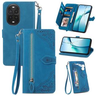 For Huawei nova 13 Pro Embossed Flower Zipper Leather Phone Case(Blue)