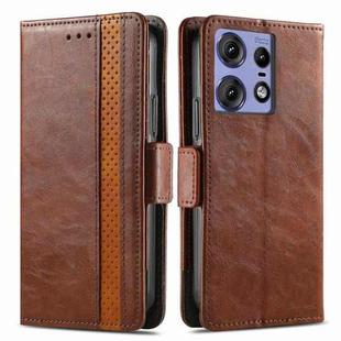 For Motorola Edge 50 Ultra CaseNeo Splicing Dual Magnetic Buckle Leather Phone Case(Brown)