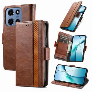 For Motorola Moto G 2025 CaseNeo Splicing Dual Magnetic Buckle Leather Phone Case(Brown)